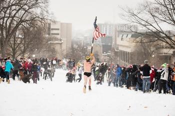 Snow Ball Fight At University Of Wisconsin - Madison